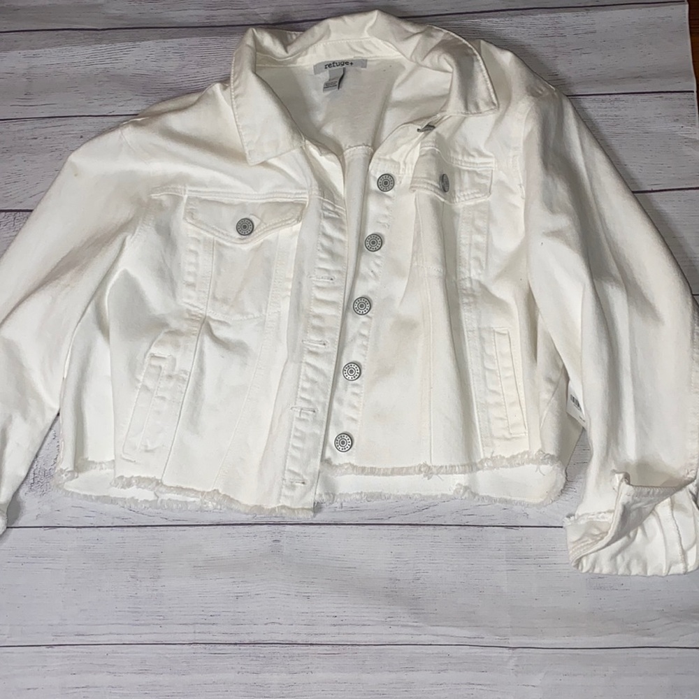 White Crop Denim Jacket
